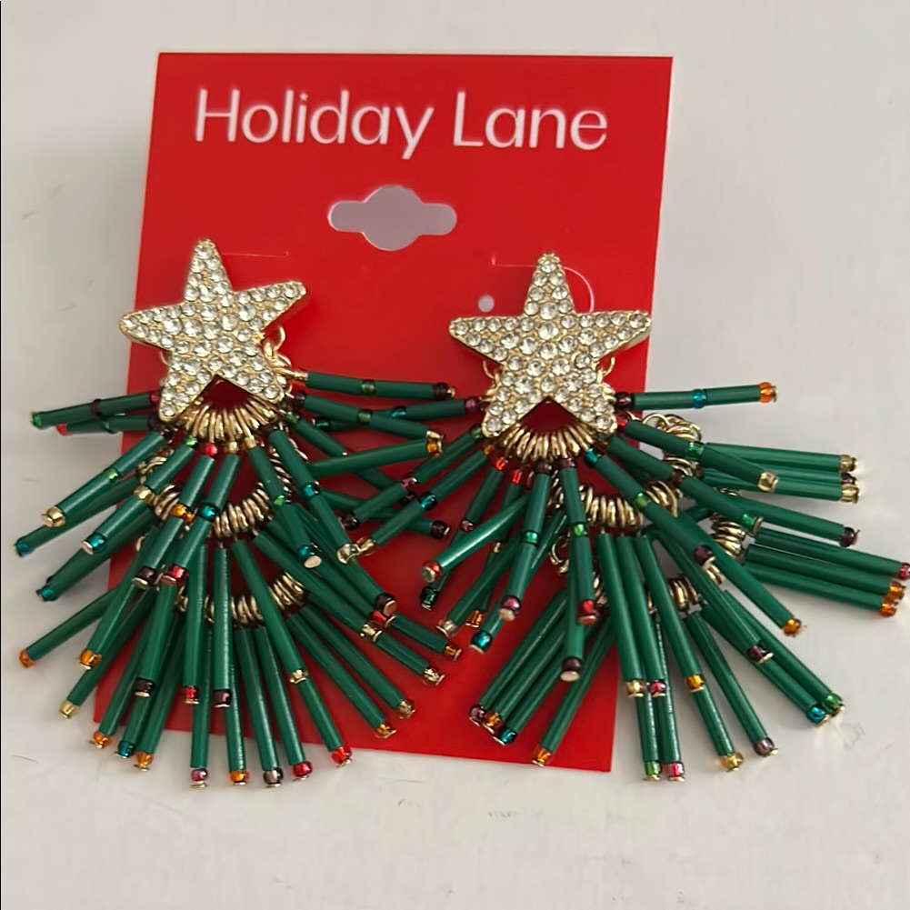 Holiday Lane Christmas Tree Earrings New 25$